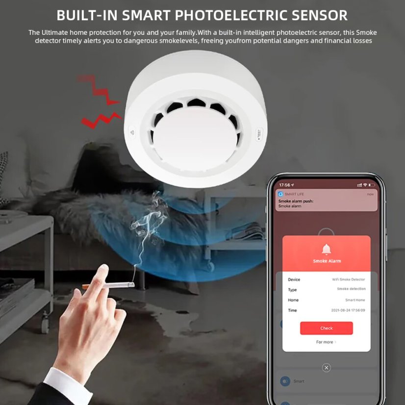 Wale Zigbee bezdrôtový detektor dymu