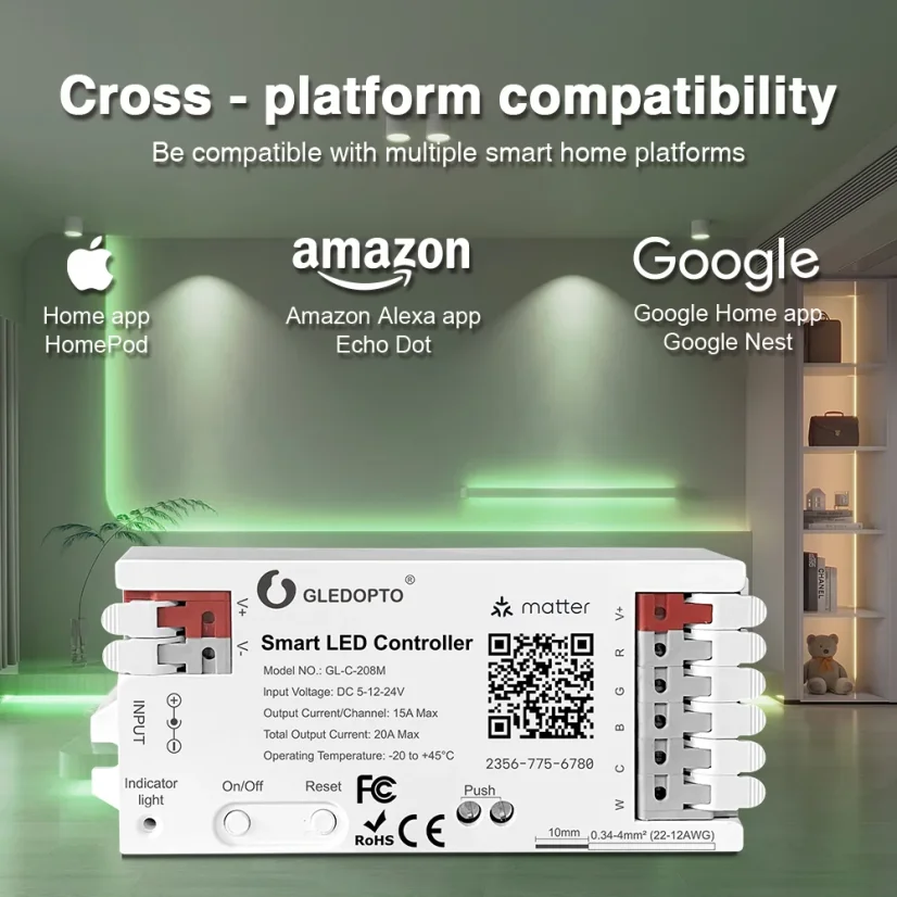 GLEDOPTO GL-C-208M - Matter über Wi-Fi RGBCCT LED Streifen Controller 20A (ACK)