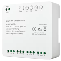 Avatto WSMD-4 DIN lišta inteligentný spínací modul