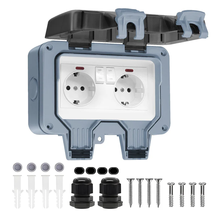 BSEED Außensteckdose IP66 – Wetterfest (EU-Standard)