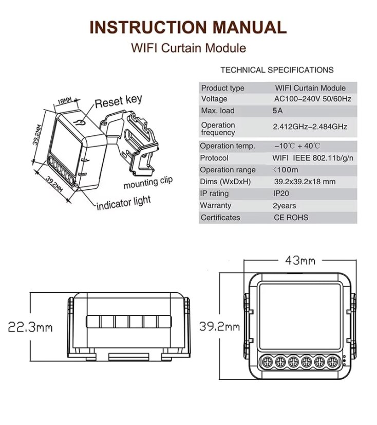 Modulo per Tende Mini Zigbee/Wi-Fi
