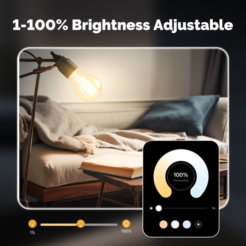 MOES Zigbee 3.0 Chytrá filamentová LED žárovka – CCT a stmívatelná