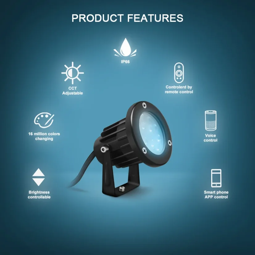 GLEDOPTO GL-G-002P – reflektor ogrodowy Zigbee 3.0 Pro RGB+CCT 7W 230V IP66
