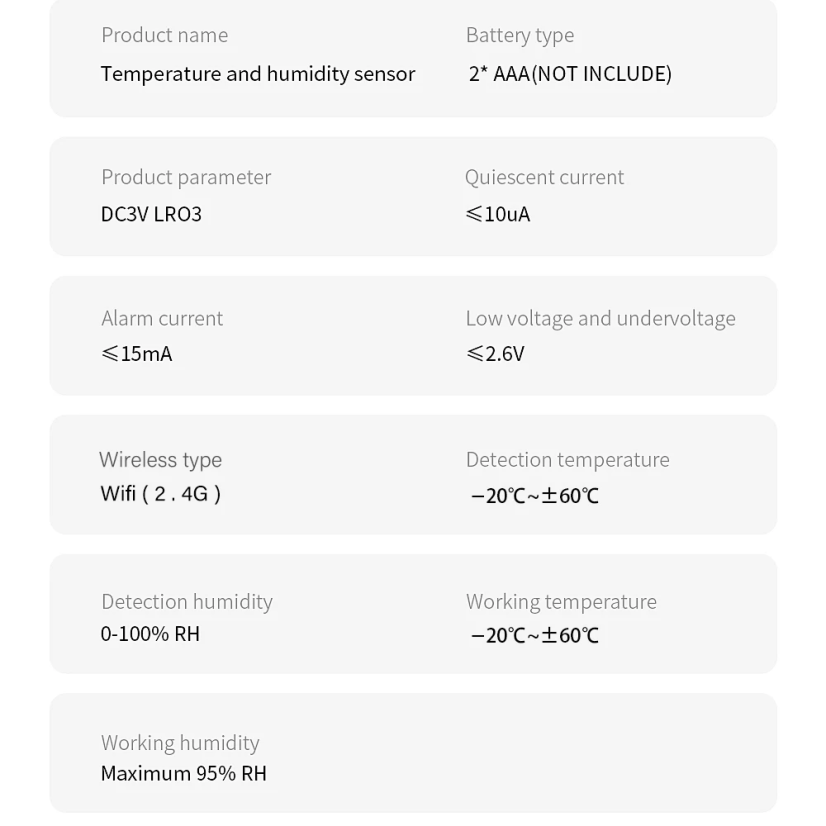 Aubess temperature and humidity sensor