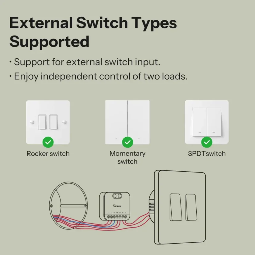 SONOFF MINI DUO 2-Gang Matter over WiFi intelligenter Schalter | MINI-2GS