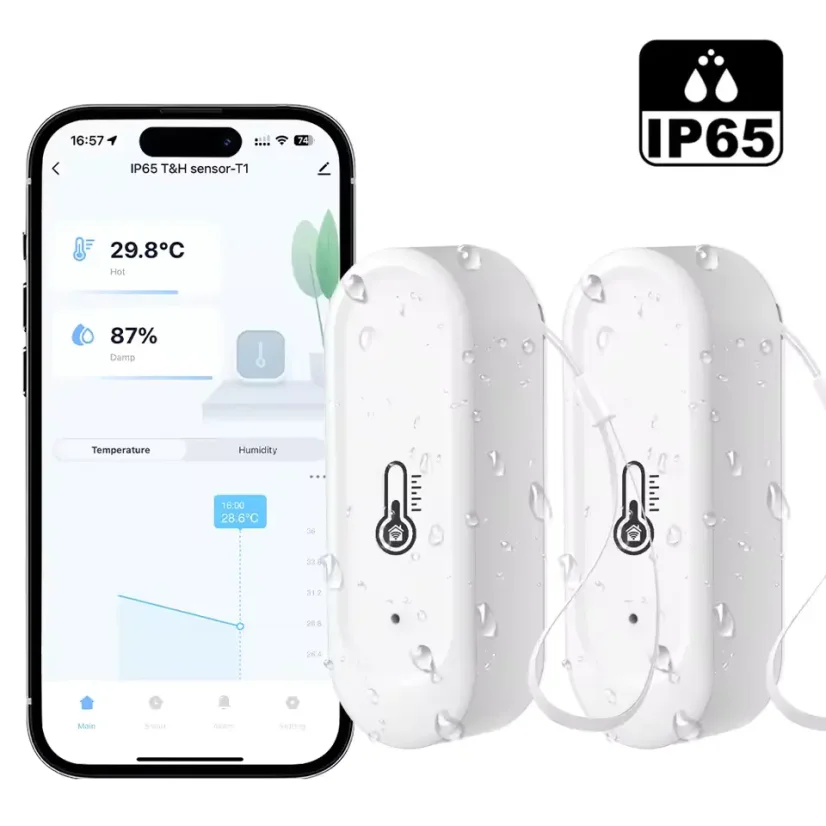 Tuya WiFi Inteligentny Zewnętrzny Higrometr i Termometr – Wodoodporny IP65