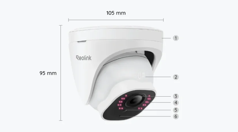 Reolink RLC-520A – dimensions Φ105 × 95 mm