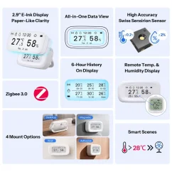 SONOFF AirGuard 2,9'' E-Ink Zigbee czujnik temperatury i wilgotności | SNZB-02UL
