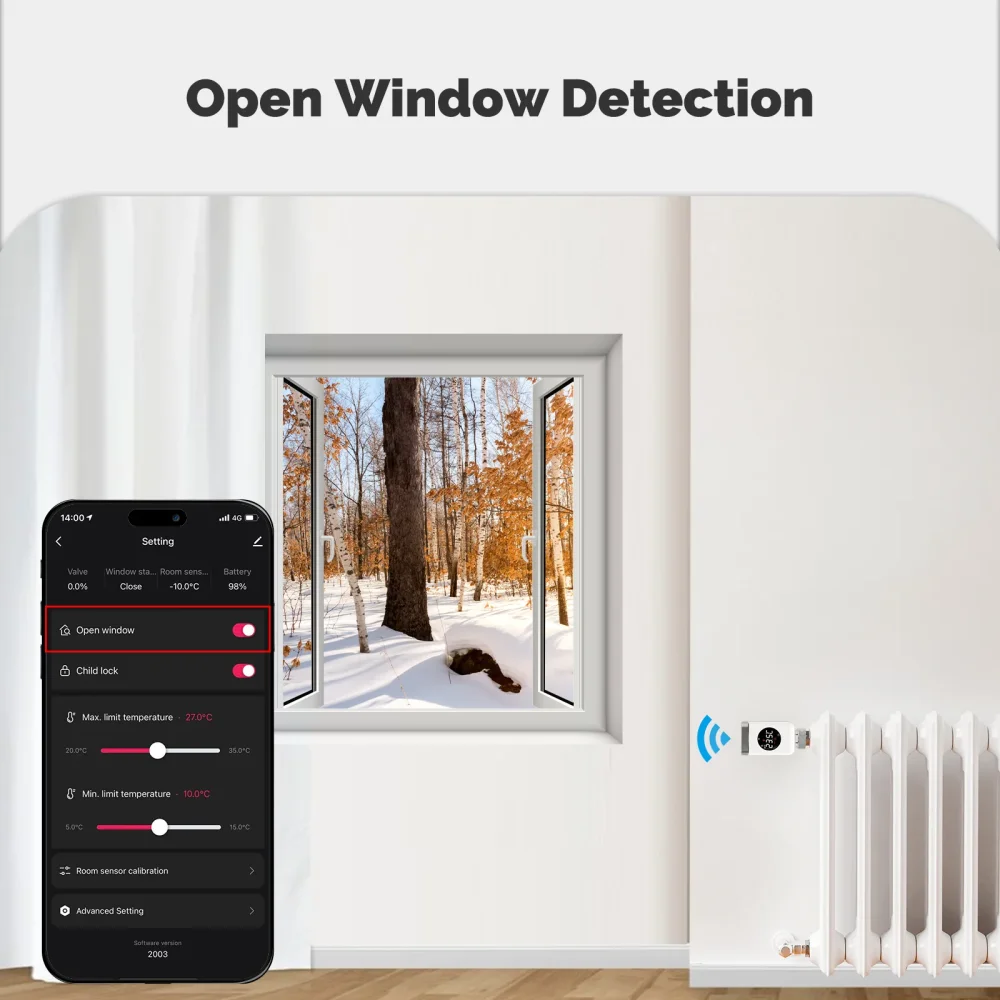 MOES Heizkörperthermostat – Fenster-offen-Erkennung